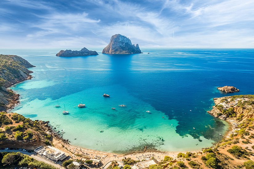 Cala d'Hort mit Blick auf Es Vedra